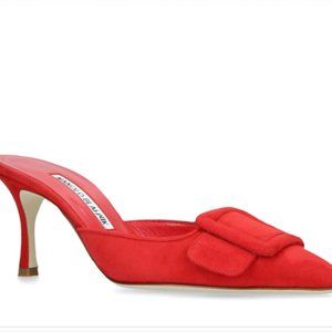 Manolo Blahnik Maysale 70 Buckle Suede Mules